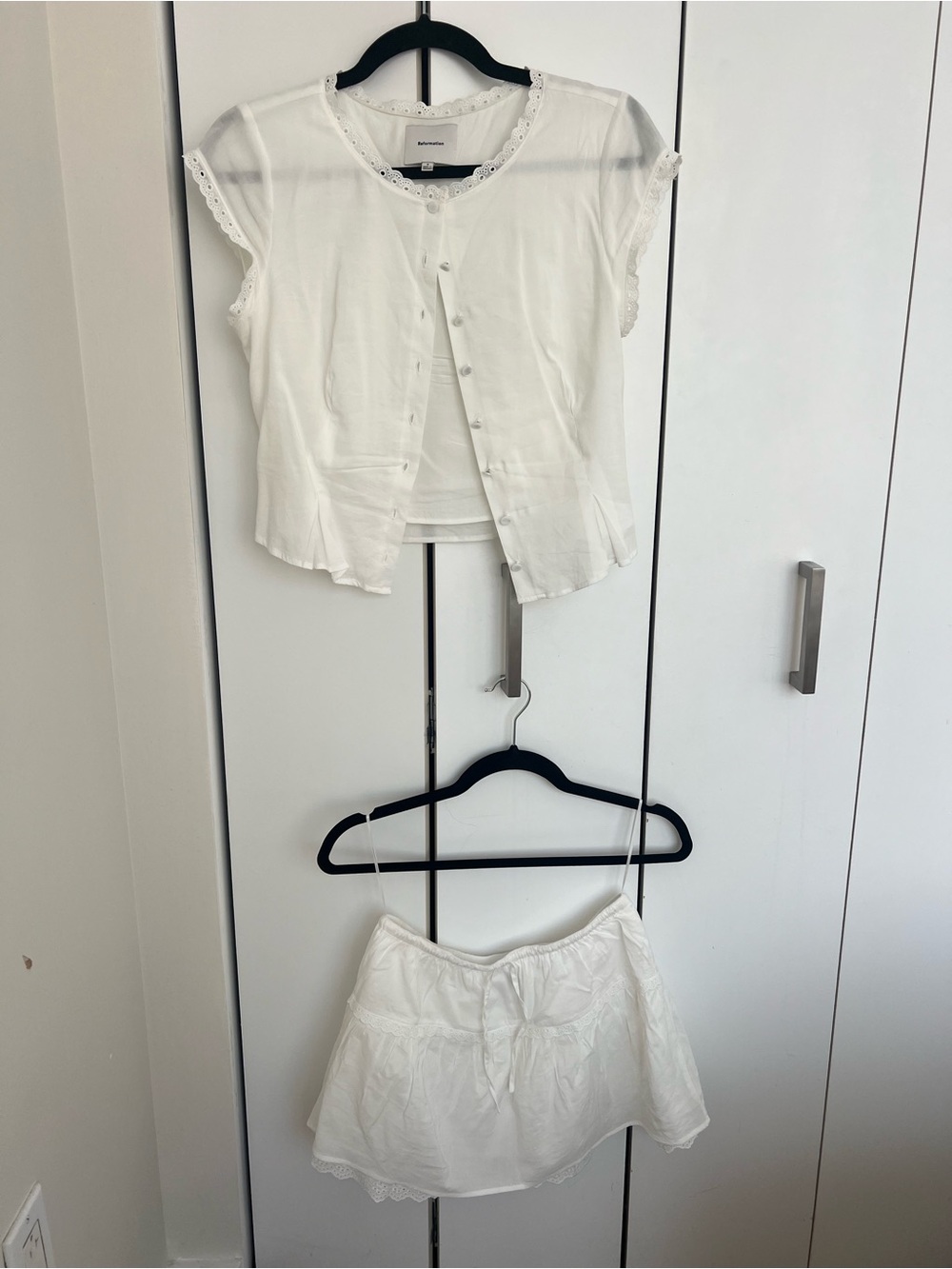 Reformation Valetta Two-Piece Eyelet Trim Top + Skirt Set - Picture 4 of 6